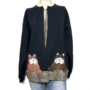 Cheetah cat sweatshirt cardigan